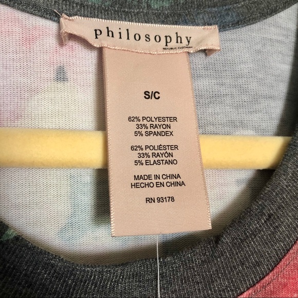 Philosophy Tunic Top Botanical Trellis Grey NWT - Picture 5 of 5